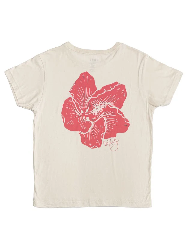 ROXY ALOHA HIBISCUS BOYFRIEND TEE - OFF WHITE