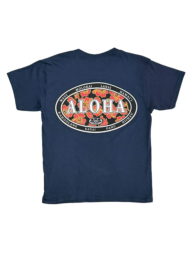 HIC ALOHA OVAL YOUTH TEE - NAVY