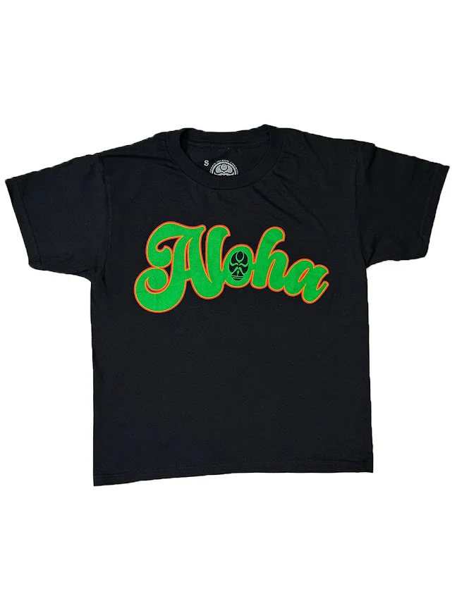 HIC ALOHA SCRIBE YOUTH TEE - BLACK