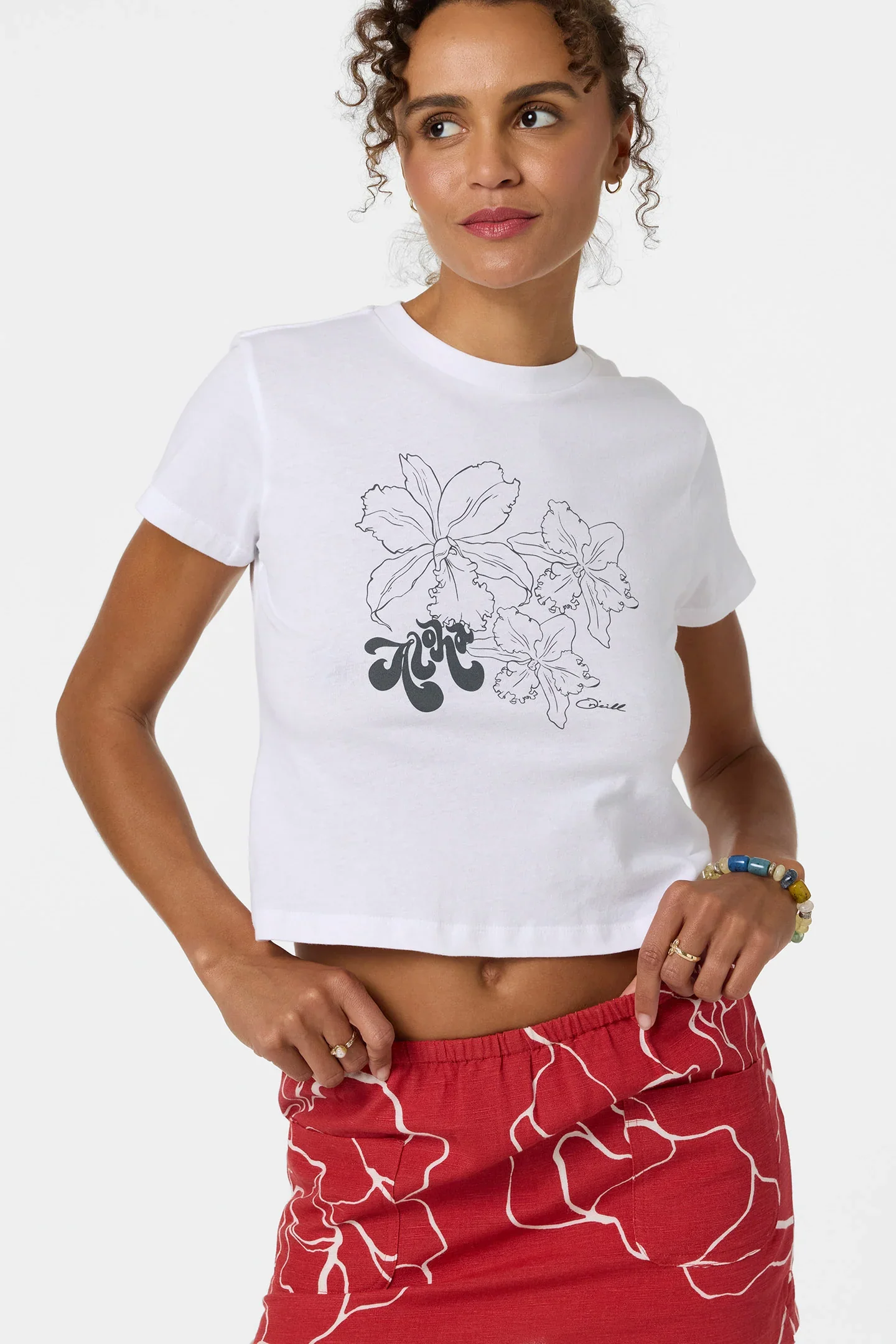O'NEILL ARIAH HAWAII FITTED WOMENS TEE - WHITE