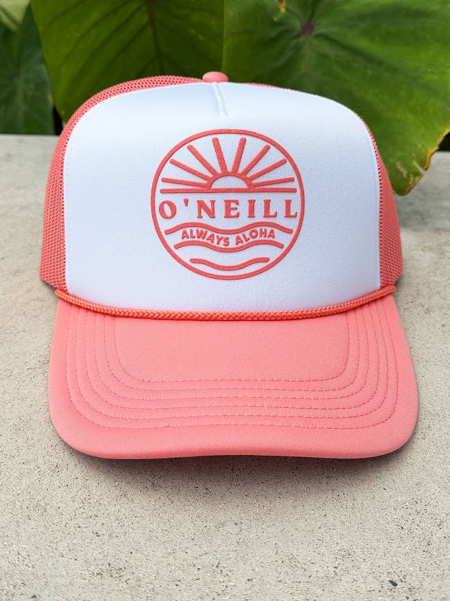 O'NEILL ARLIE HI TRUCKER HAT - CORAL