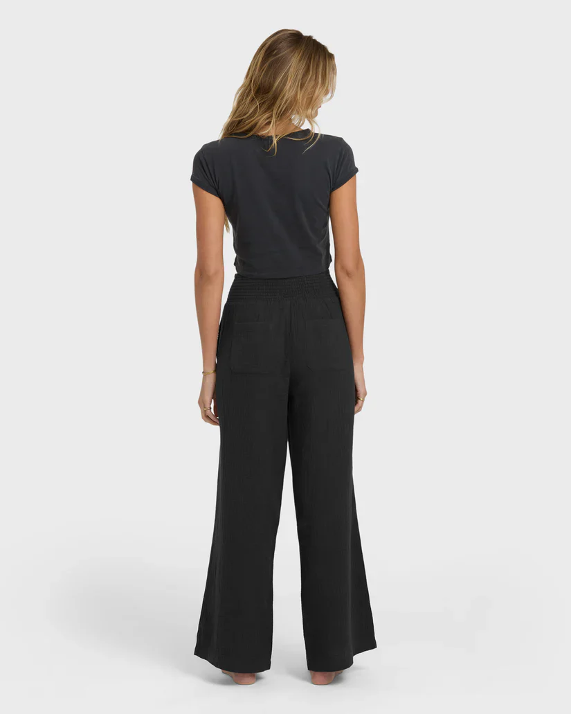 BILLABONG NEW WAVES GAUZE WOMENS ELASTIC PANT - BLACK - Image 3
