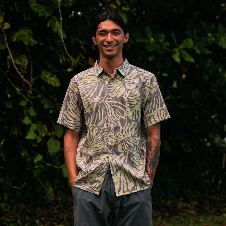 ROARK BLESS UP WOVEN BUTTON DOWN SHIRT- SHARK (SHK) - Image 3