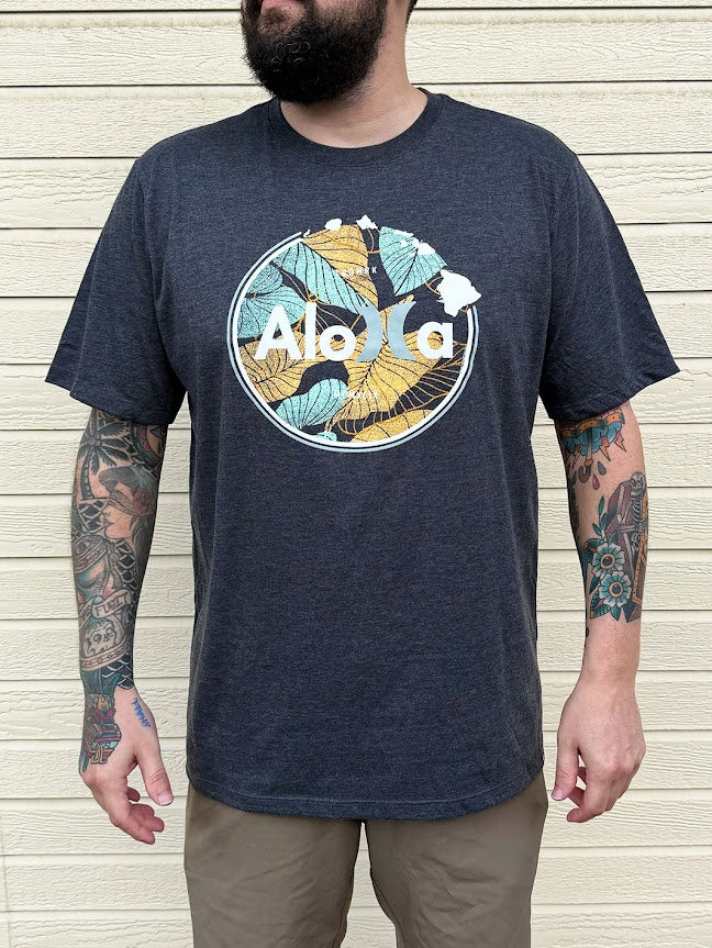 HURLEY CIRCLE ALOHA TEE - CHARCOAL HEATHER (032)