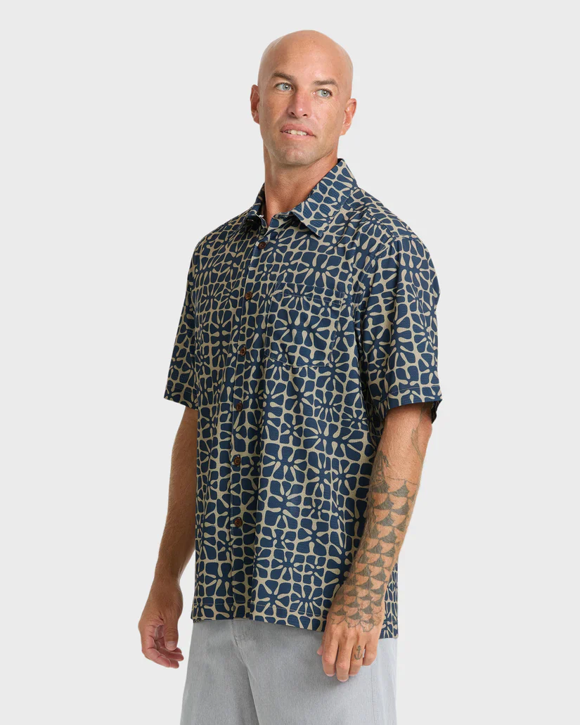 QUIKSILVER CORAL SEA BUTTON DOWN WOVEN SHIRT - DARK DENIM - Image 2