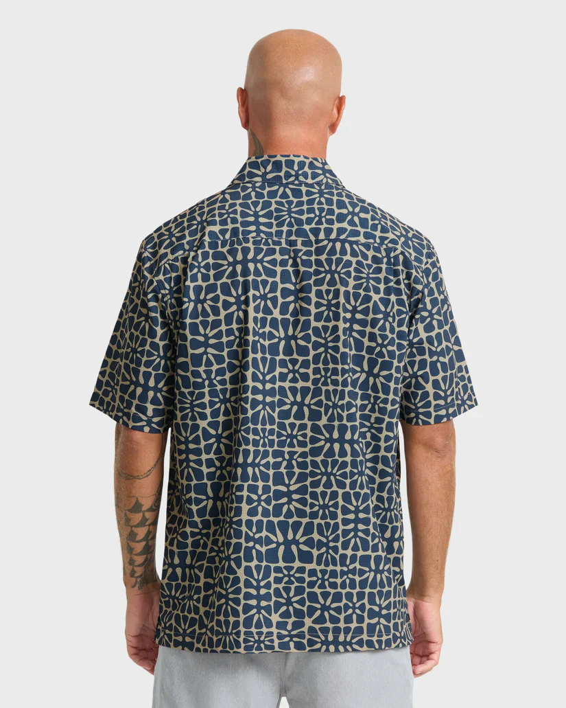 QUIKSILVER CORAL SEA BUTTON DOWN WOVEN SHIRT - DARK DENIM - Image 3