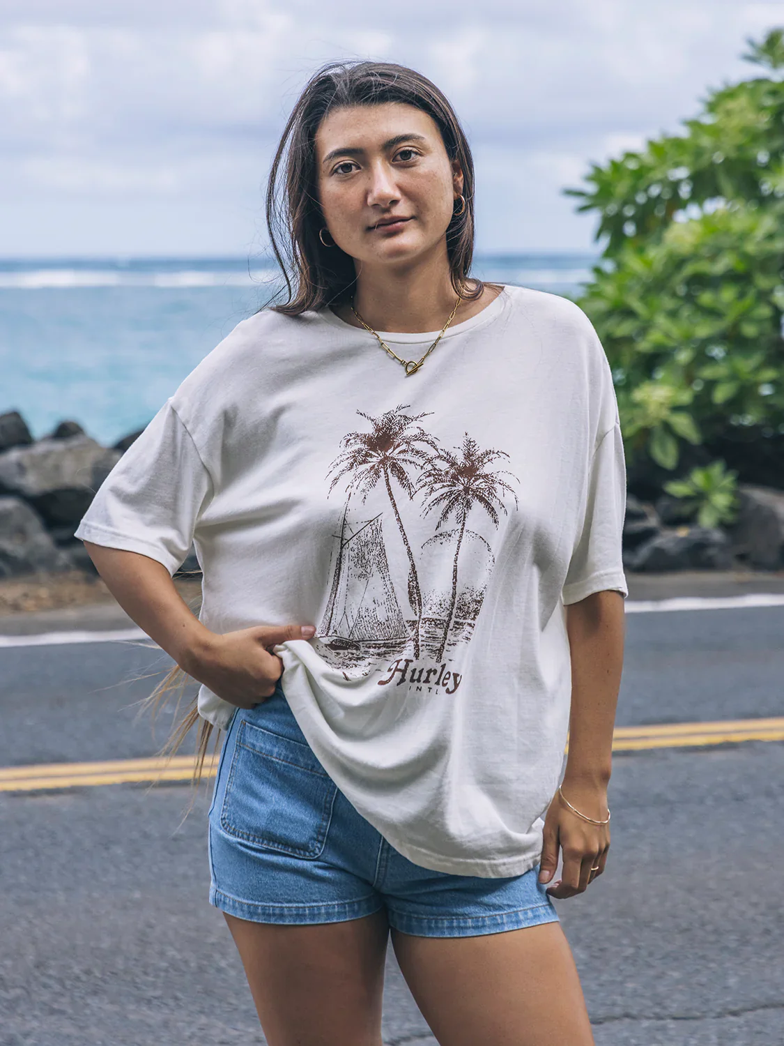 HURLEY FAIR WINDS BOYFRIEND TEE - TOFU