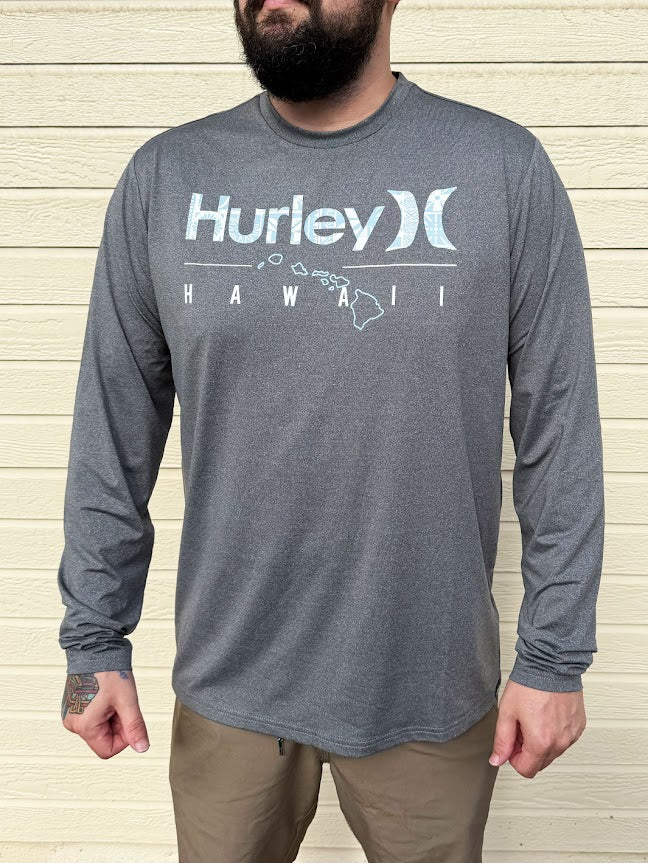 HURLEY HAWAII OUTLINE HYBRID UPF LONG SLEEVE SURF SHIRT - 027