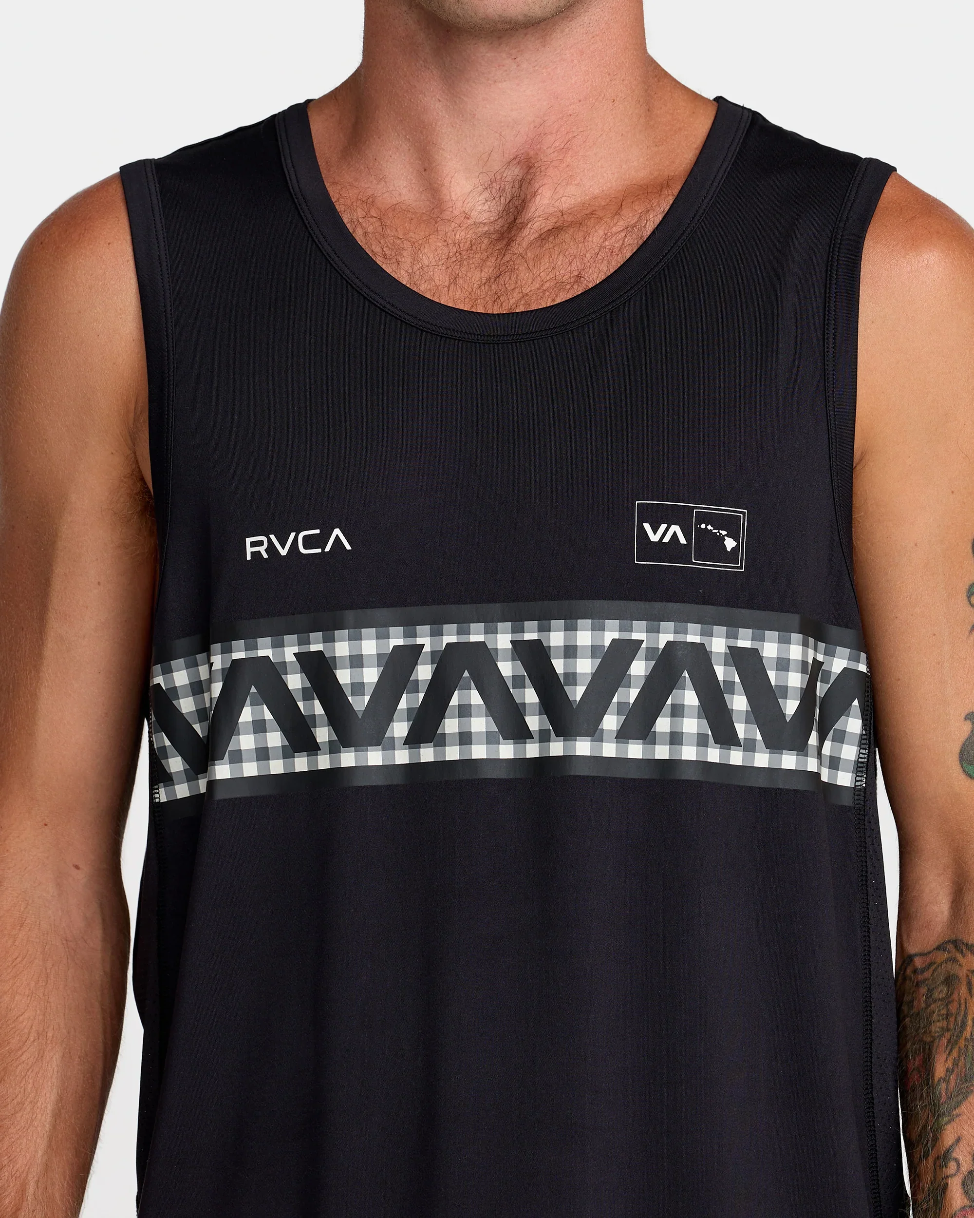 RVCA HAWAII SPORT VENT TANK TOP - BLACK WHITE - Image 2