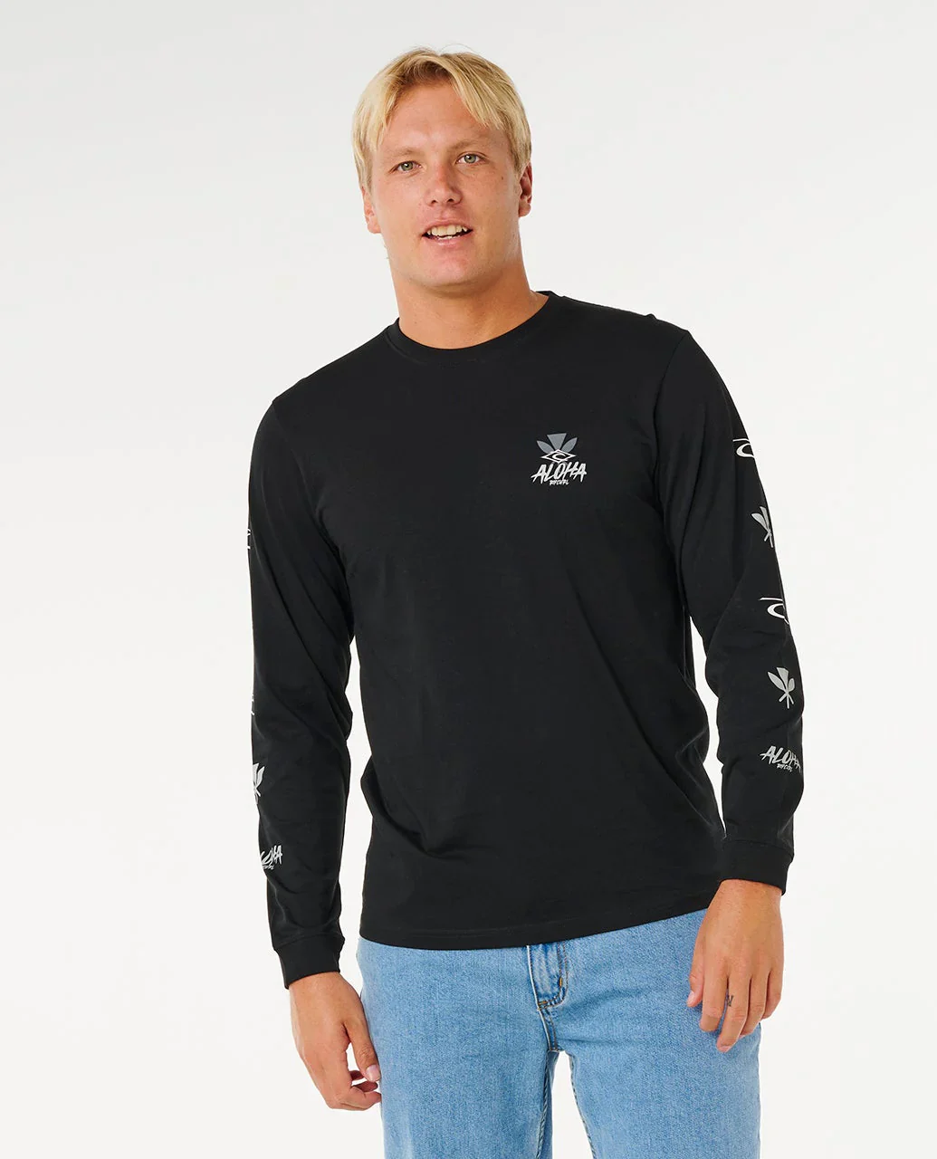 RIP CURL HAWAII TAPA HEX LONG SLEEVE- BLACK