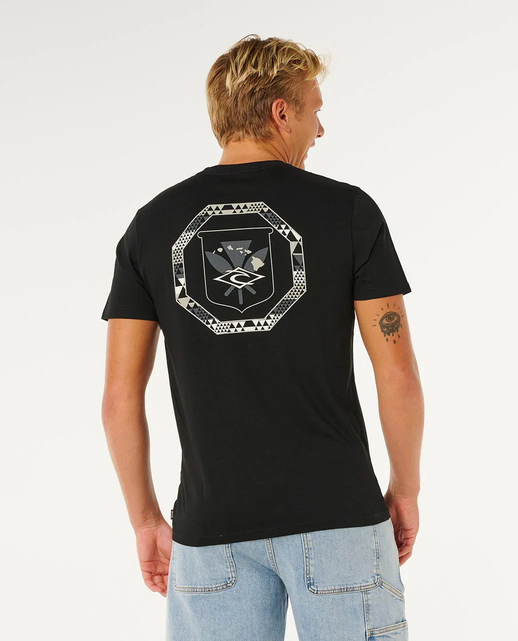 RIP CURL HAWAII TAPA HEX TEE - BLACK