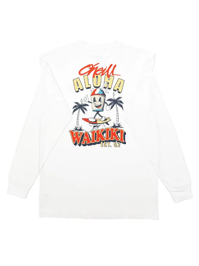 O'NEILL HAWAII WAIKIKI SNACK TIME LONG SLEEVE - WHITE TEE