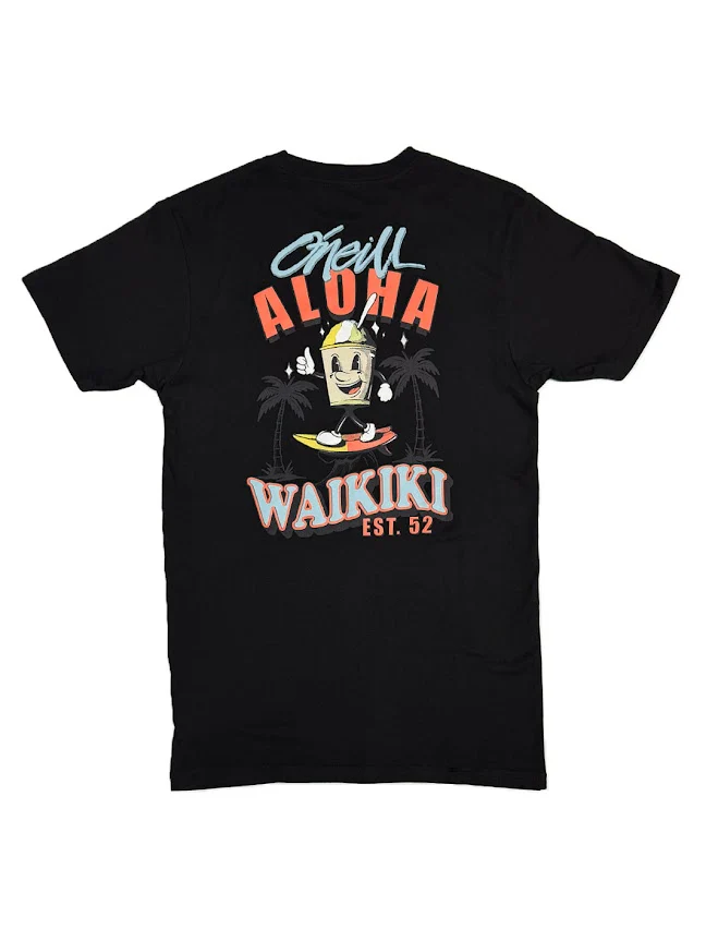 O'NEILL HAWAII WAIKIKI SNACK TIME CLASSIC TEE - BLACK