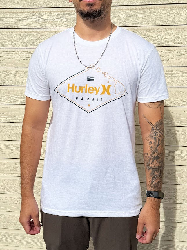 HURLEY HAWAIIAN ISLAND DIAMOND TEE - WHITE