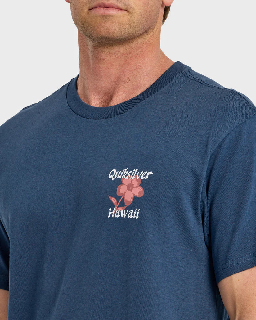 QUIKSILVER HI FLORAL SCRIPT TEE - DARK DENIM - Image 3