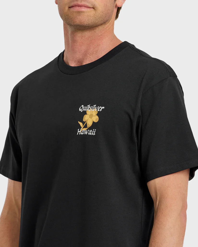 QUIKSILVER HI FLORAL SCRIPT TEE - BLACK - Image 3