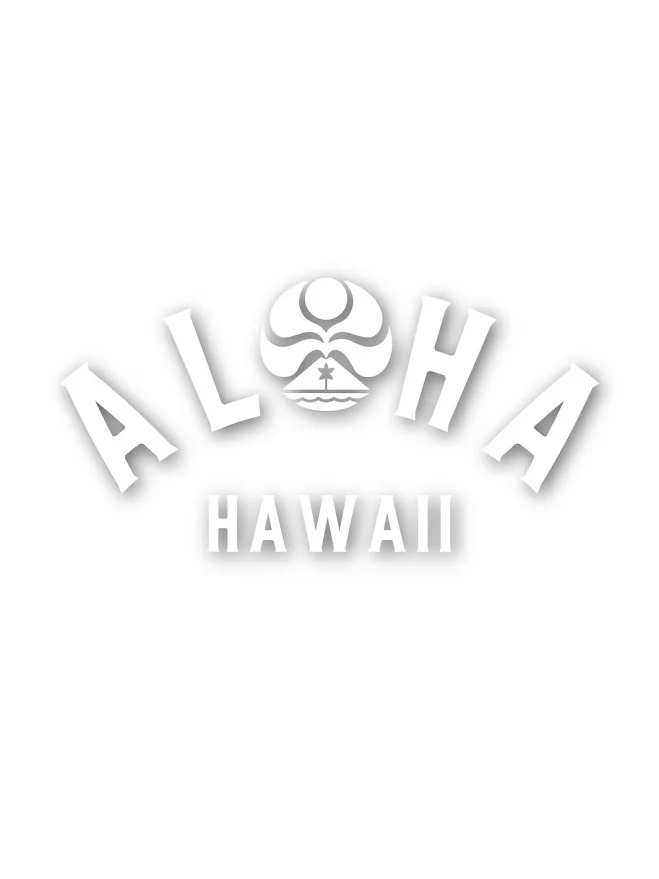HIC ALOHA ARCH HAWAII DECAL - WHITE