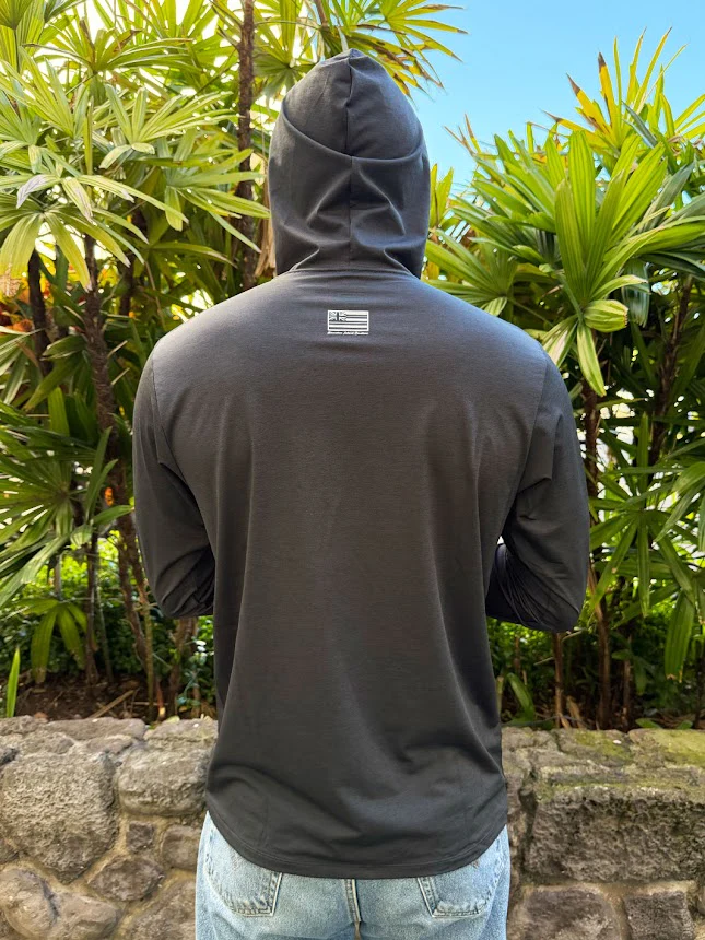 HIC DRY FIT HOODED LONG SLEEVE SURF SHIRT - BLACK - Image 2