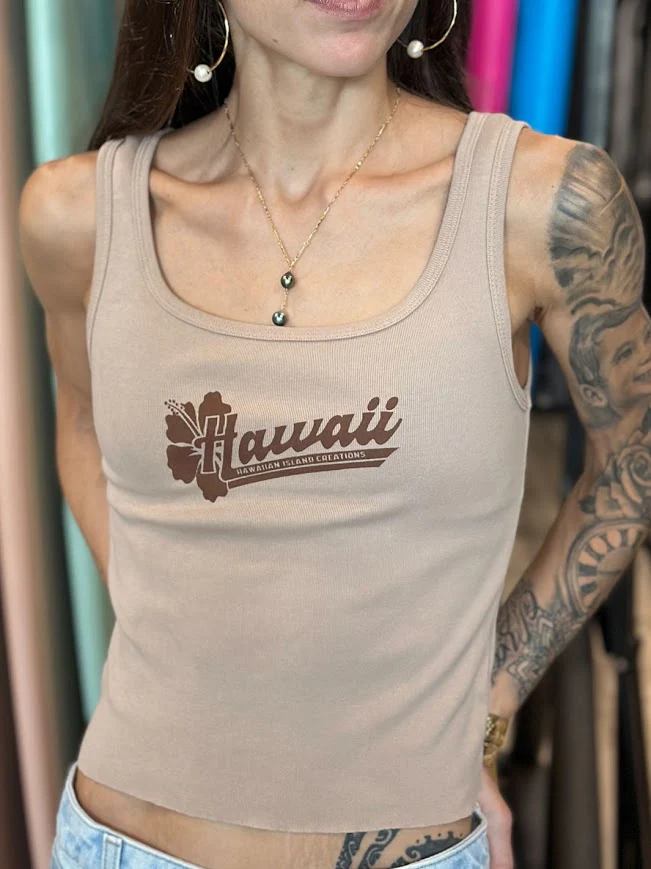 HIC HAWAII GIRL WOMENS TANK - ICED COFFEE