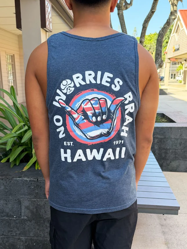 HIC NO WORRIES BRAH TANK TOP - NAVY HEATHER