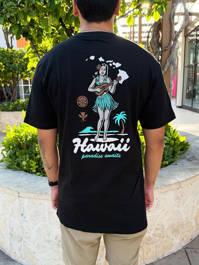 HIC UKULELE HULA DANCER TEE - BLACK