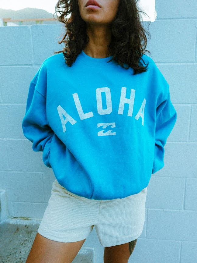 BILLABONG KENDAL CREW ALOHA FLEECE - AQUA BLUE