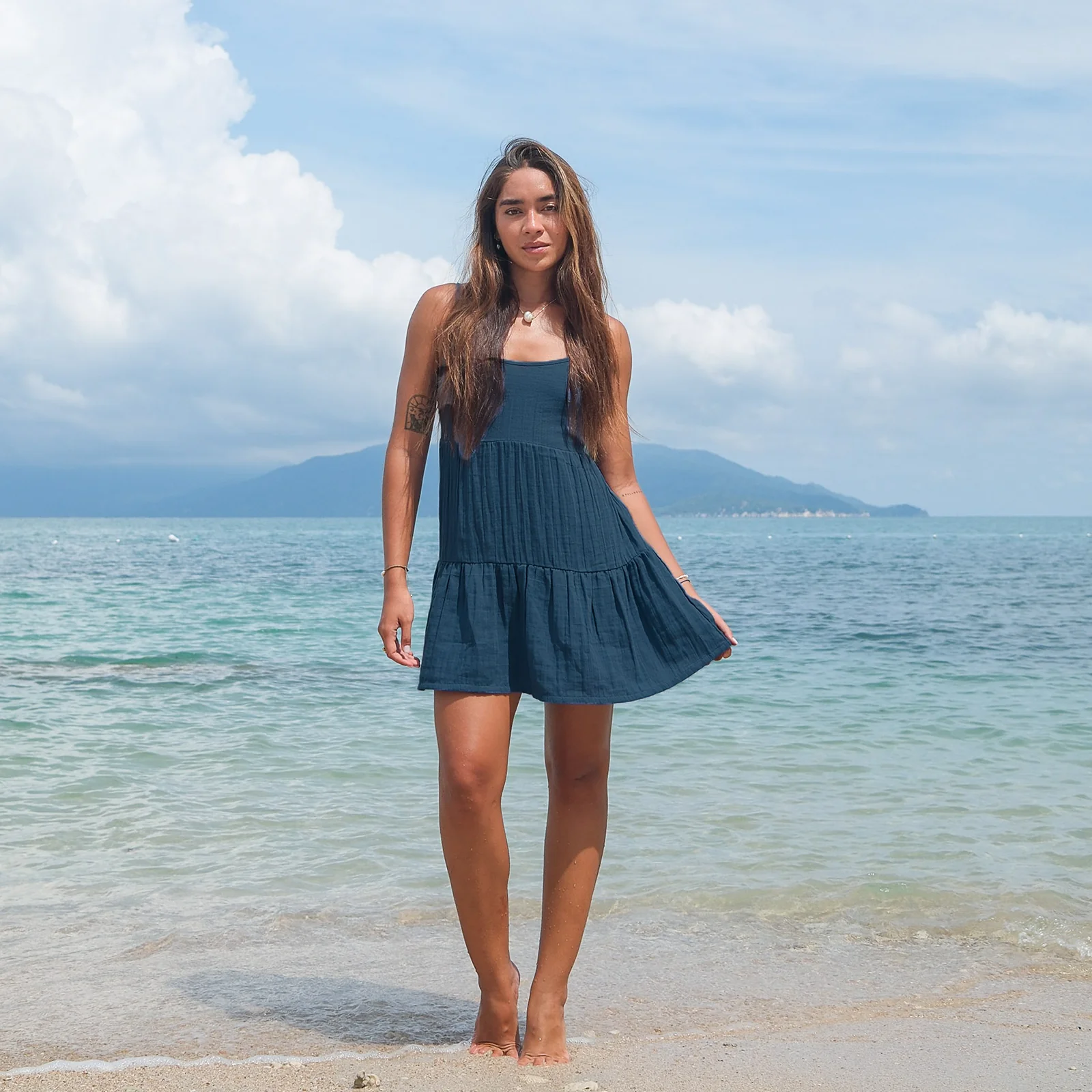LOTUS AND LUNA X HIC BAHAMA DRESS - DEEP TEAL