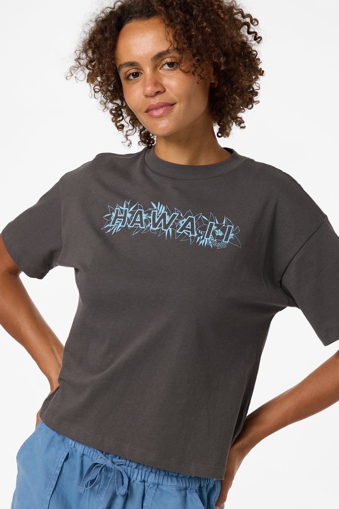 O'NEILL LUX HAWAII EASY WOMENS TEE - WASHED BLACK (FAD)