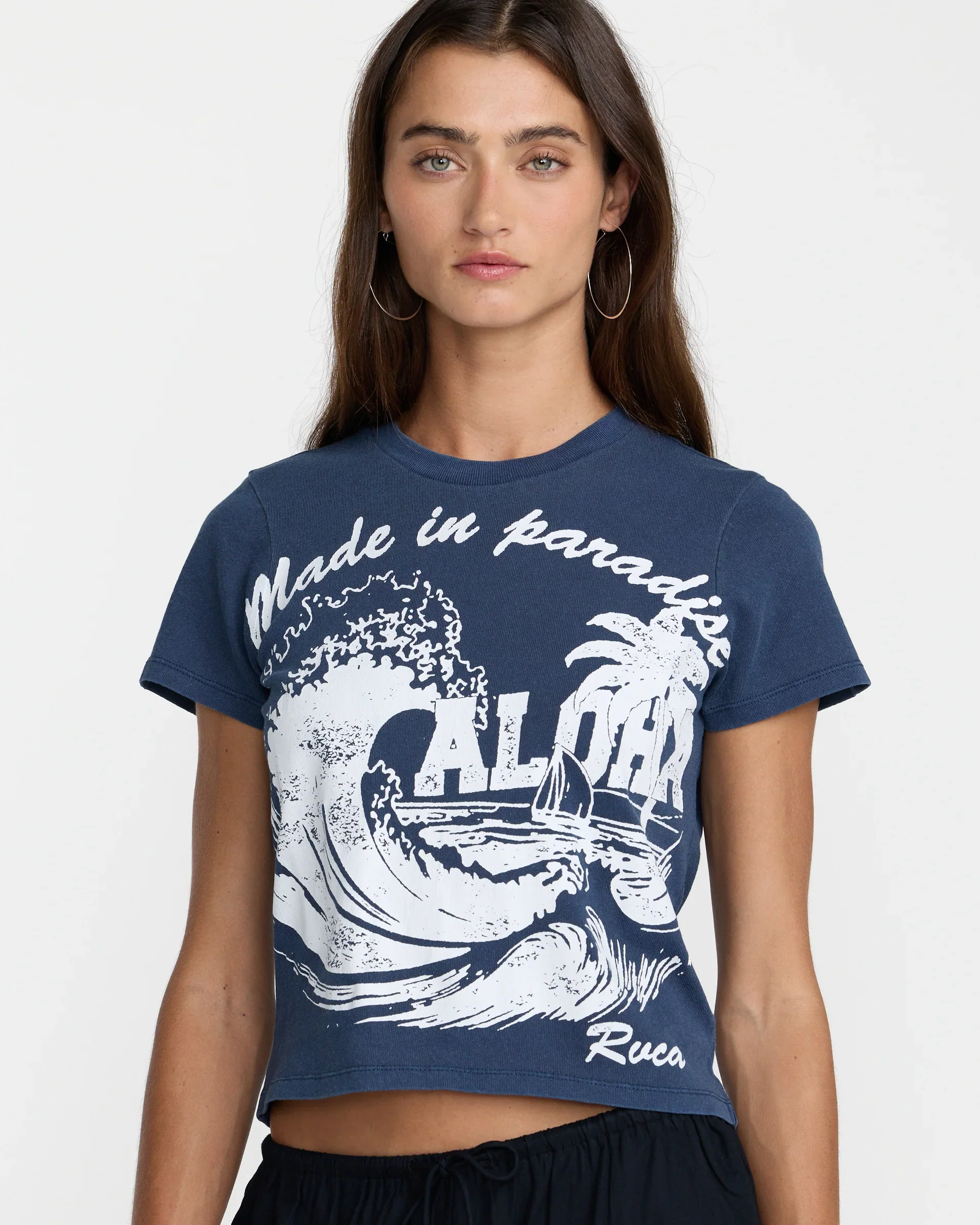 RVCA MADE IN PARADISE HAWAII WOMEN TEE - NAVY - Image 2