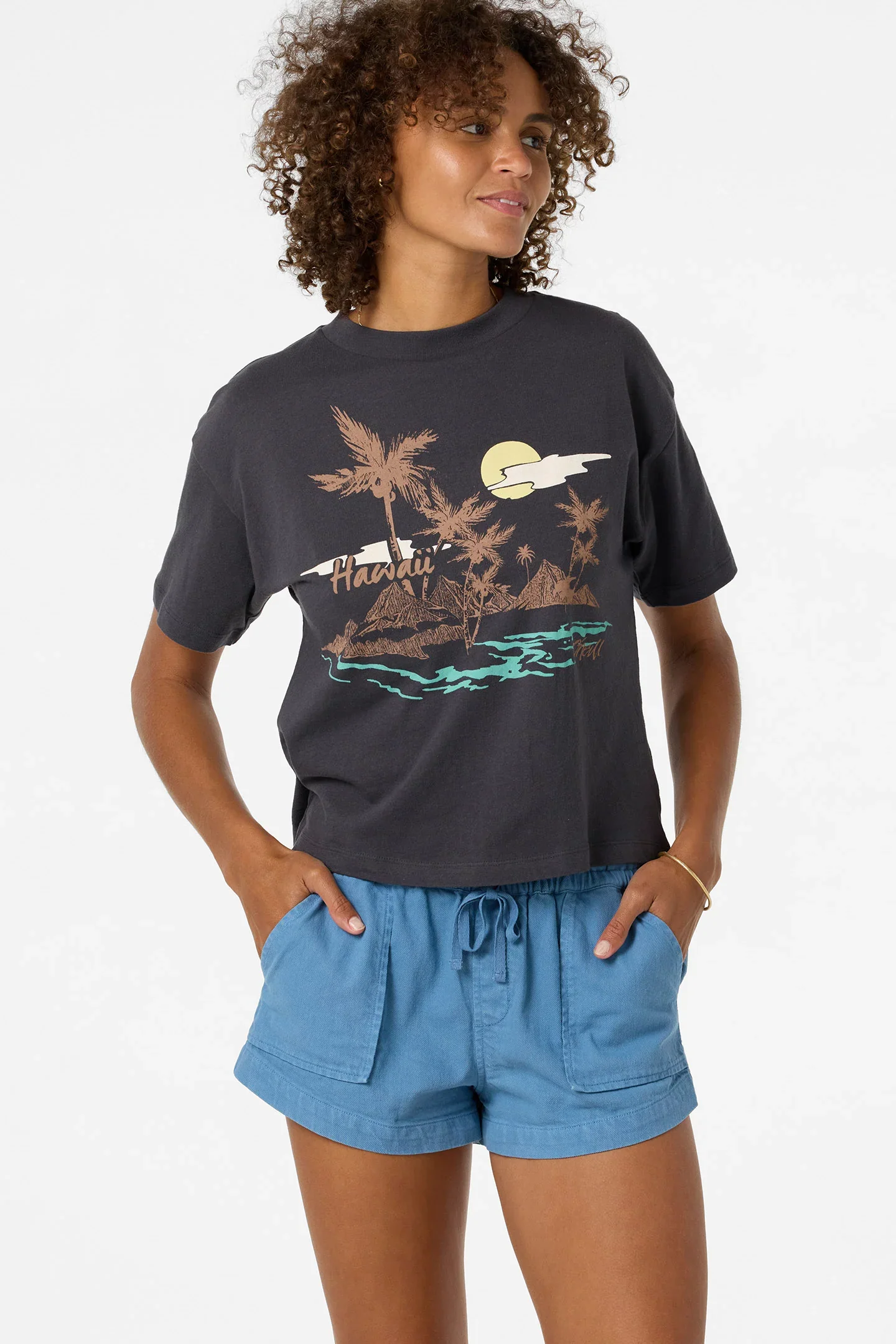 O'NEILL MOTU HAWAII WOMENS EASY TEE - PAHNTOM (PHN)