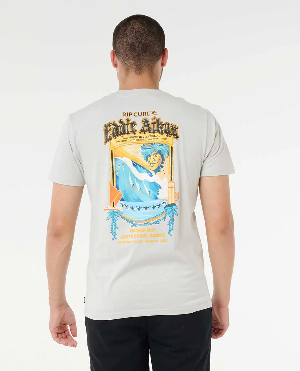 RIP CURL EDDIE WOULD GO POSTER ART TEE - SILVER