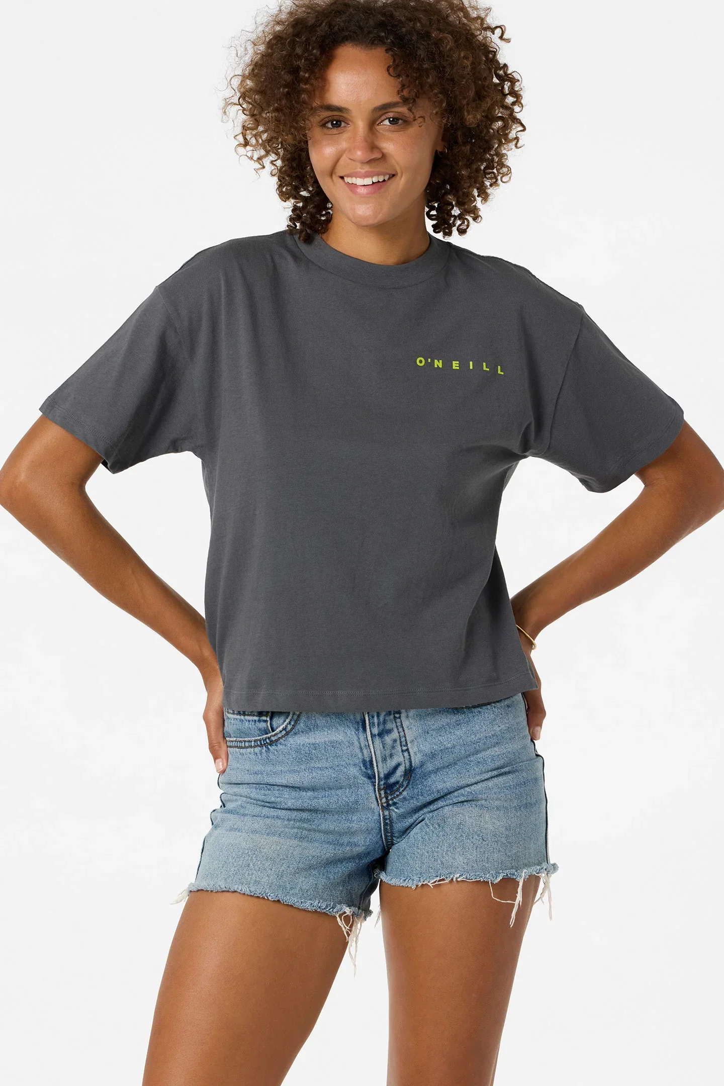 O'NEILL RIVI HAWAII WOMENS CROP EASY TEE - DARK SHADOW (DSH) - Image 2