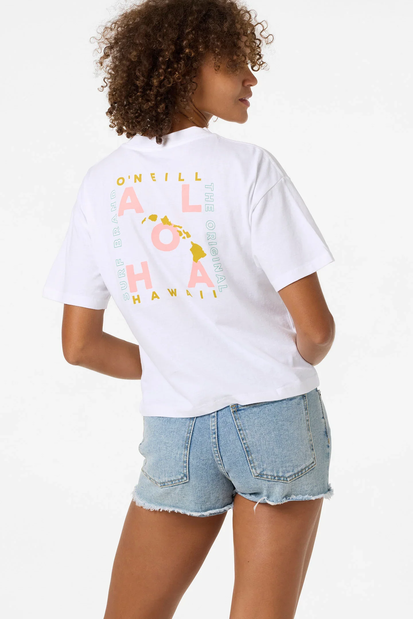 O'NEILL RIVI HAWAII WOMENS CROP EASY TEE - WHITE