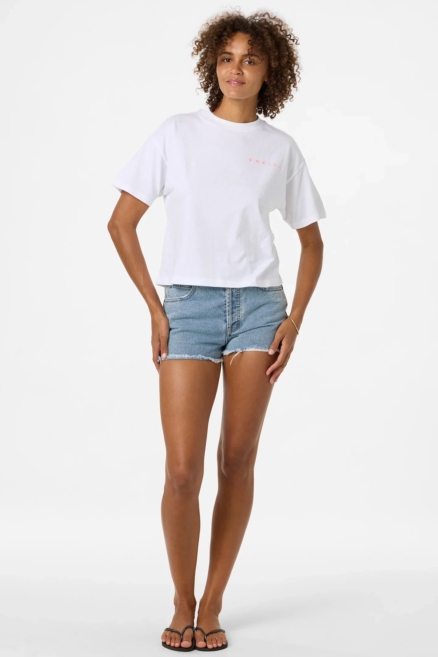 O'NEILL RIVI HAWAII WOMENS CROP EASY TEE - WHITE - Image 2