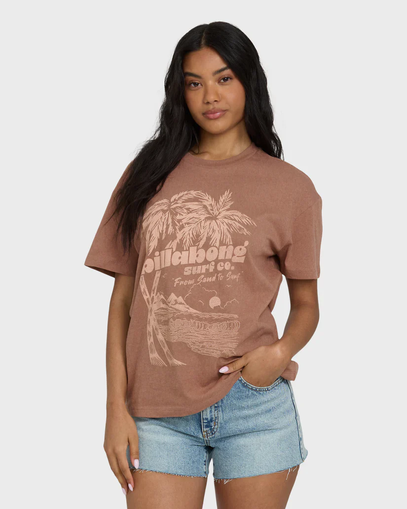 BILLABONG SAND TO SURF WOMENS TEE - BROWN (BRST)