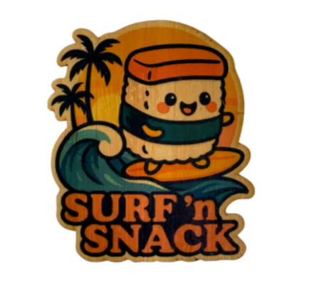 SURF N` SNACK BAMBOO STICKER