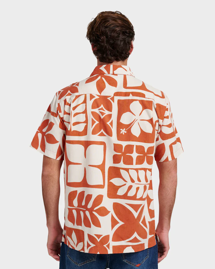 QUIKSILVER WATERMAN TIKI ISLAND BUTTON DOWN WOVEN SHIRT - HTS - Image 3