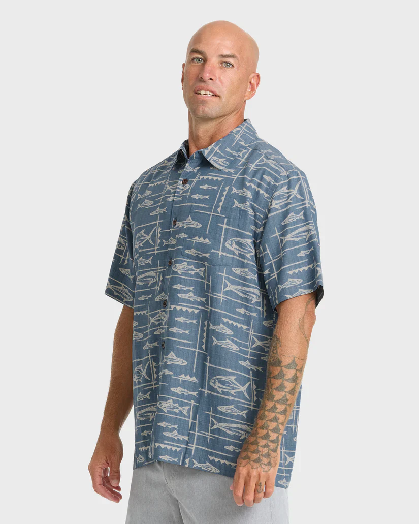 QUIKSILVER TOPANGA BUTTON DOWN WOVEN SHIRT - DARK DENIM - Image 2