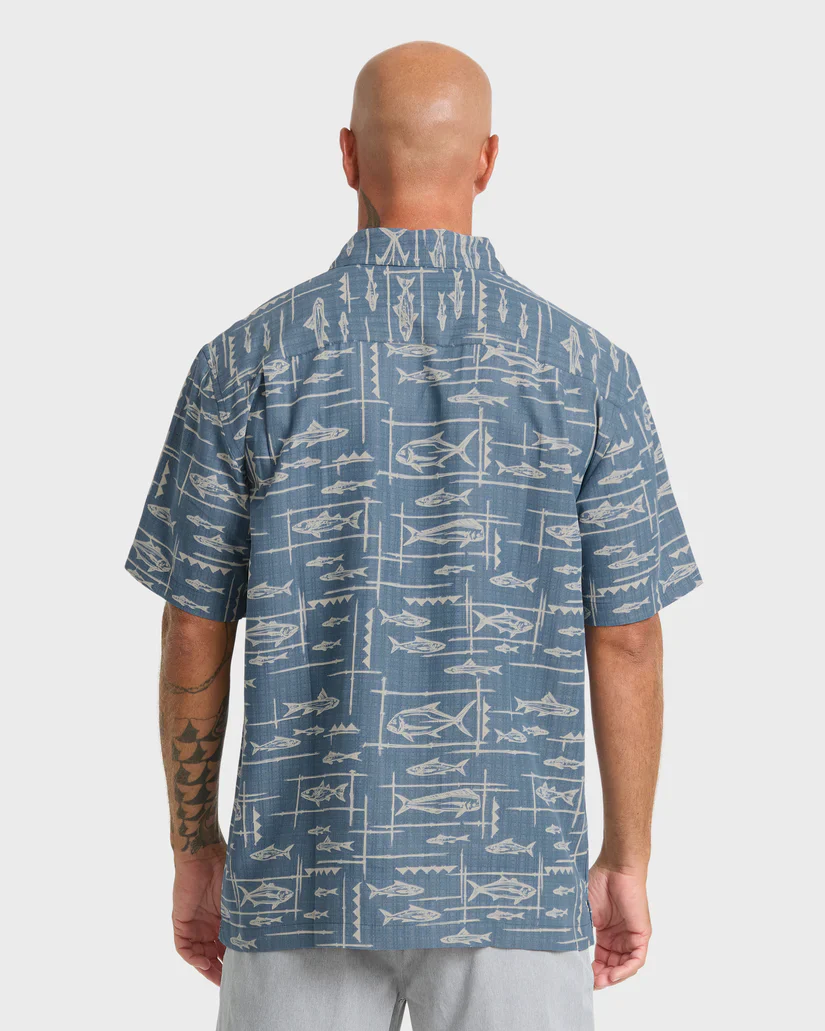 QUIKSILVER TOPANGA BUTTON DOWN WOVEN SHIRT - DARK DENIM - Image 3
