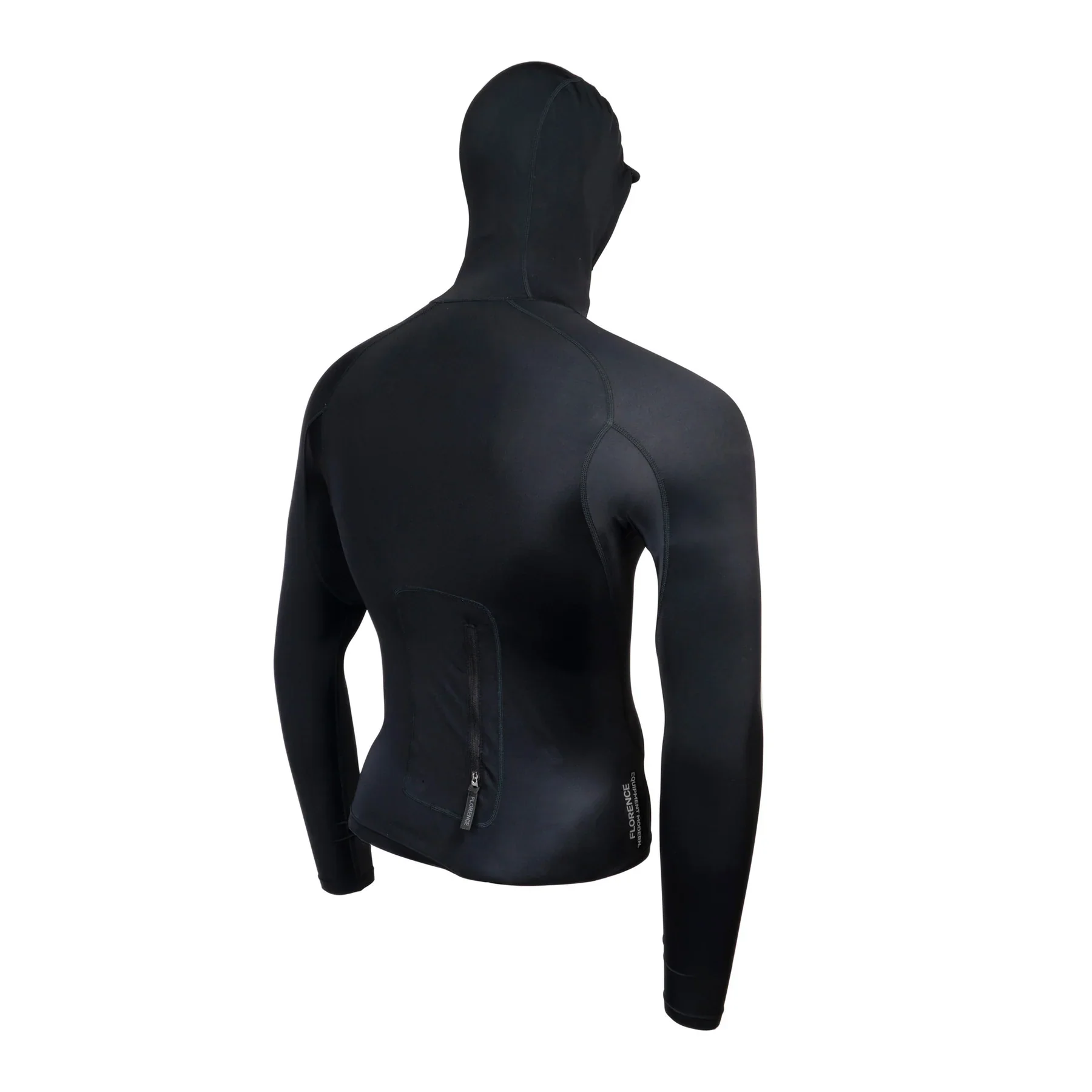FLORENCE MARINE X UTILITY POCKET LONG SLEEVE HOODED RASHGUARD- BLACK - Image 2