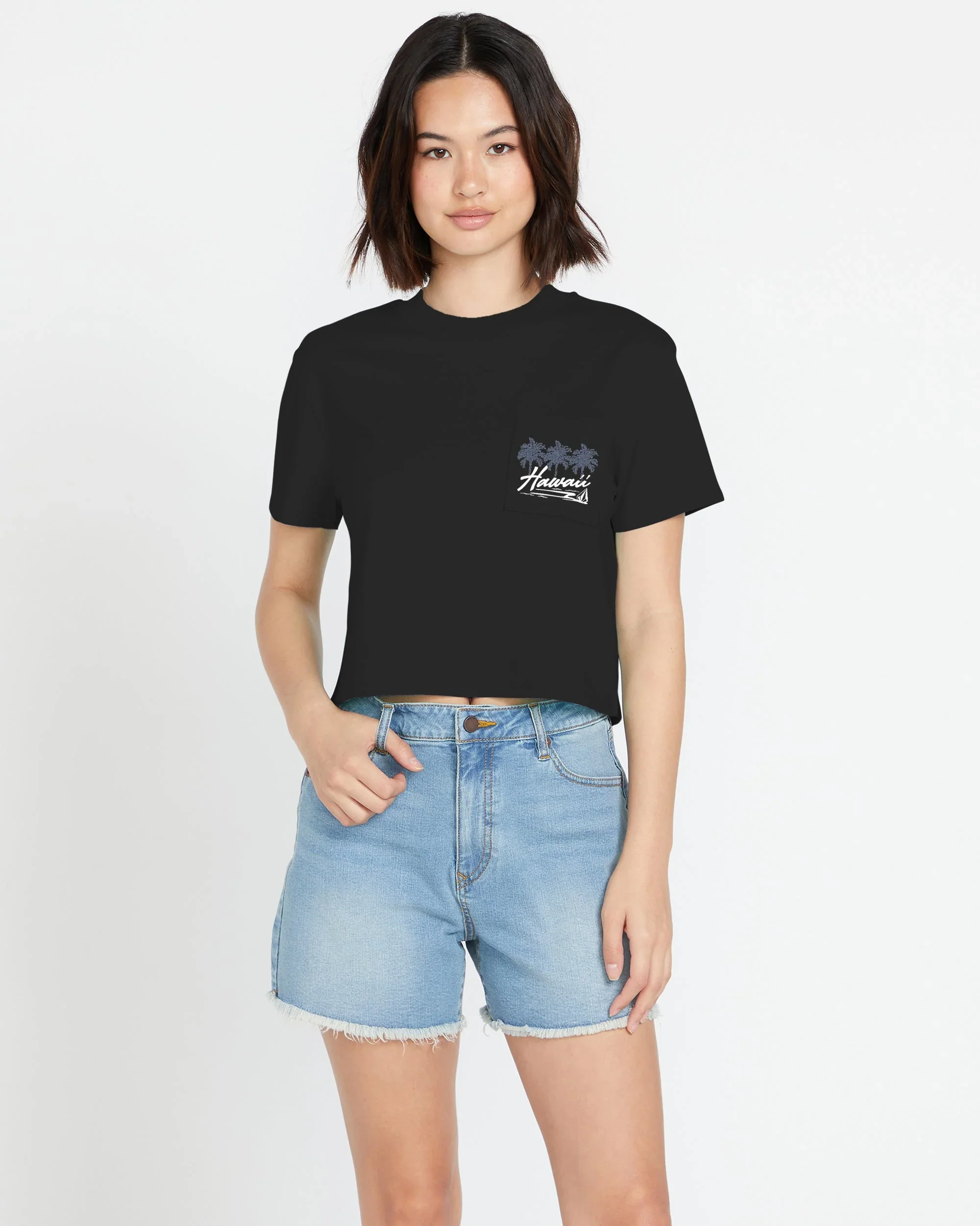 VOLCOM VOL ISLAND POCKET WOMENS TEE - BLACK - Image 2